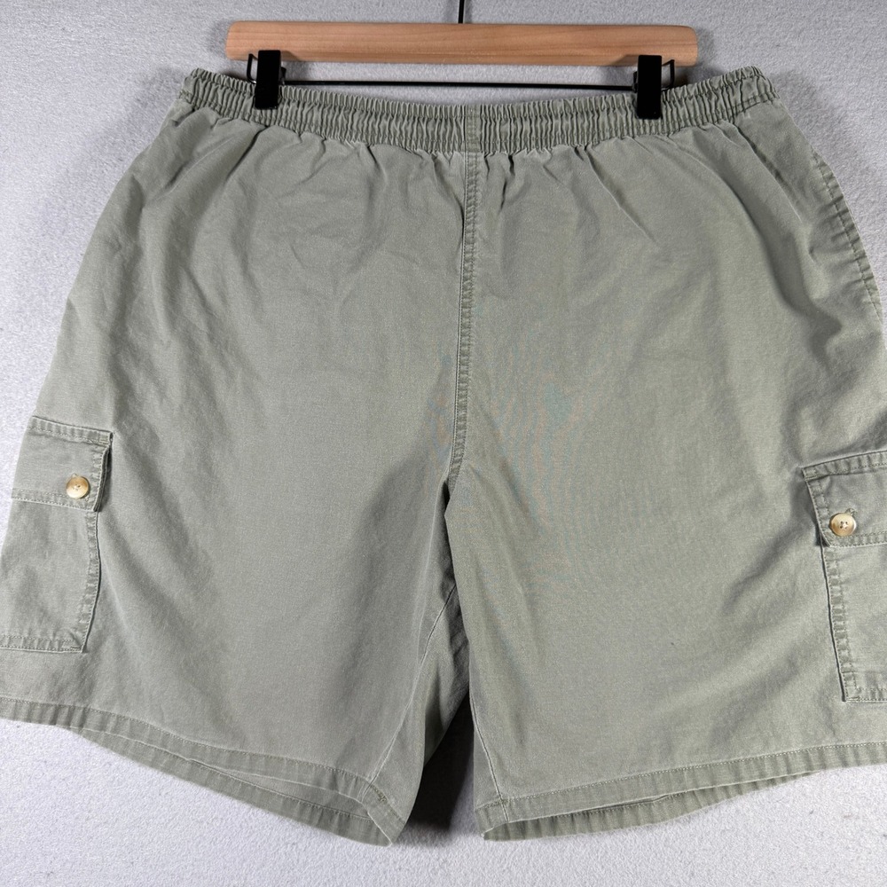 Big Dogs Mens Cargo Shorts Olive Green Elastic Waist Cotton Size Large 39 Waist